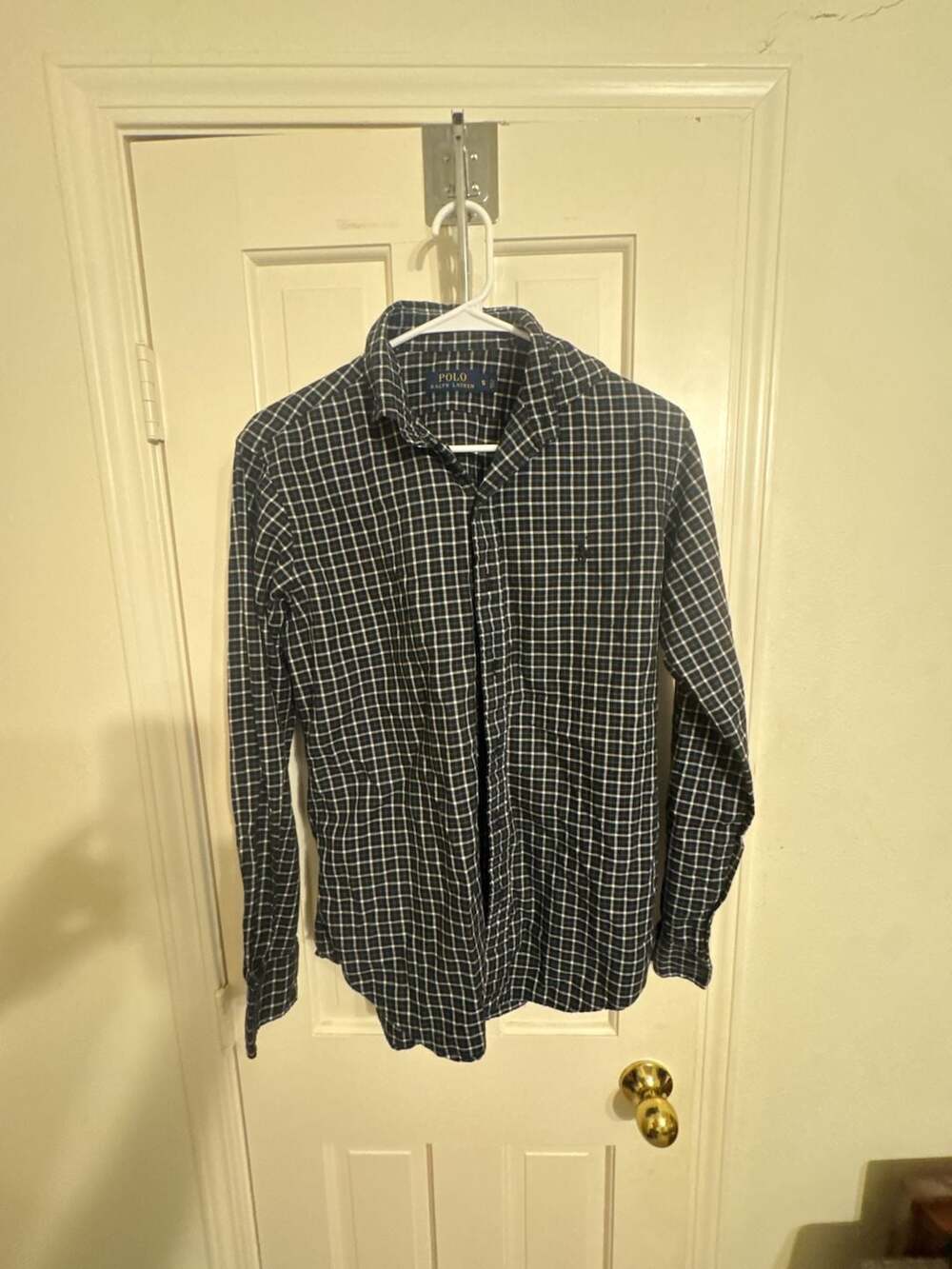Polo Ralph Lauren Men's Black and White Plaid Long Sleeve Button Down Shirt Size